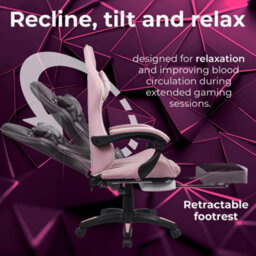 Neo Pink Massage Leather Recliner Computer Gaming Office Chair With Footrest - thumbnail 3