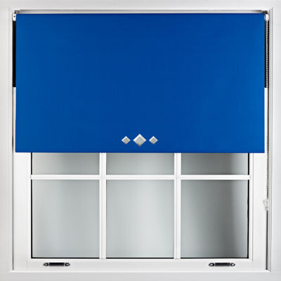 Furnished Thermal Blackout Roller Blinds With Triple Diamond Eyelets & Metal Fittings - Blue (W)70Cm (L)165Cm