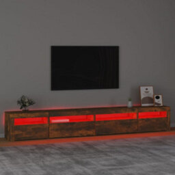 Walplus Tv Cabinet With Led Lights Smoked Oak 270X35X40 Cm - thumbnail 5
