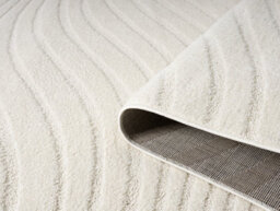 Aya Living Room Area Rugs - Embossed Waves Design Cream 60Cm X 220Cm - thumbnail 3
