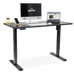 Dellonda Black Electric Height Adjustable Standing Desk With Memory, Quiet, 1400X700mm - Dh245 - thumbnail 2