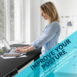 Dellonda Black Electric Height Adjustable Standing Desk With Memory, Quiet, 1400X700mm - Dh245 - thumbnail 5