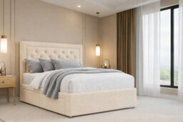 "Chester & Oakley Beds Chester & Oakley Valencia Cream Teddy Divan Bed Base 4 Drawers With 26"" Strutted Headboard 6' Super King" - thumbnail 3