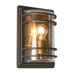 Litecraft Rico Antique Bronze Outdoor Wall Light With Brass Accents - thumbnail 2