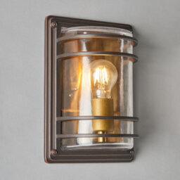 Litecraft Rico Antique Bronze Outdoor Wall Light With Brass Accents - thumbnail 3
