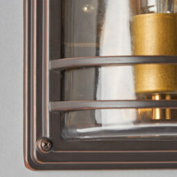 Litecraft Rico Antique Bronze Outdoor Wall Light With Brass Accents - thumbnail 5