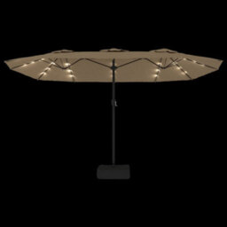 Berkfield Double-Head Garden Parasol With Leds Taupe 449X245 Cm - thumbnail 6