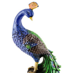 Solar Peacock Ornament - Weatherproof Polyresin Outdoor Garden Decoration With Red Led Lights - H48Cm X W21Cm X D18Cm - thumbnail 5