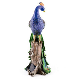 Solar Peacock Ornament - Weatherproof Polyresin Outdoor Garden Decoration With Red Led Lights - H48Cm X W21Cm X D18Cm - thumbnail 4