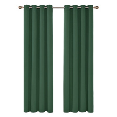 Deconovo Green Curtains Bedroom Thermal Insulated Eyelet Blackout Curtains 46 X 72 Inch Forest Green Two Panels