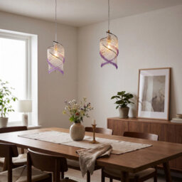 Happy Homewares Modern Spiral Waterfall Pendant Shade With Purple And Clear Acrylic - thumbnail 6