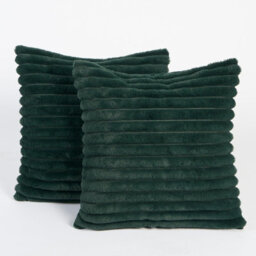 Ohs 2 X Faux Fur Thick Rib Cushion Covers - Green - thumbnail 4