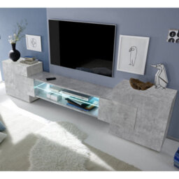 Furniture in Fashion Nevaeh Wooden Tv Stand With 2 Doors In Concrete Effect And Led Lights