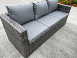 UK Leisure World Rattan Wicker Garden Outdoor Seater Sofa Conservatory Furniture Patio Coffee Table Stools Storage Dining Set Grey - thumbnail 4