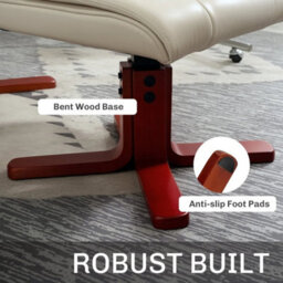 Reclining Armchair With Footstool And Adjustable Backrest, Cream - thumbnail 4