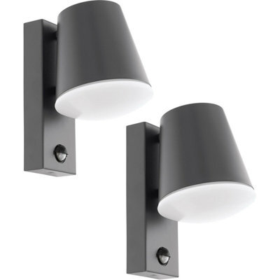 2 Pack Modern Ip44 Outdoor Wall Light With Pir Sensor In Anthracite Steel - image 1