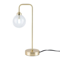 First Choice Lighting Set Of 2 Toner Satin Brass With Clear Glass Globe Table Lamps - thumbnail 3