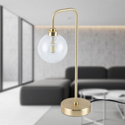 First Choice Lighting Set Of 2 Toner Satin Brass With Clear Glass Globe Table Lamps - thumbnail 6