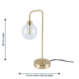 First Choice Lighting Set Of 2 Toner Satin Brass With Clear Glass Globe Table Lamps - thumbnail 7