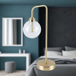First Choice Lighting Set Of 2 Toner Satin Brass With Clear Glass Globe Table Lamps - thumbnail 5