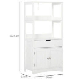Kleankin Bathroom Floor Storage Cabinet Kitchen Sideboard Standing Unit W/ Doors - thumbnail 3