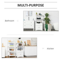Kleankin Bathroom Floor Storage Cabinet Kitchen Sideboard Standing Unit W/ Doors - thumbnail 6