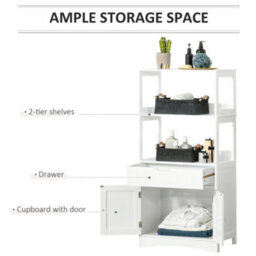 Kleankin Bathroom Floor Storage Cabinet Kitchen Sideboard Standing Unit W/ Doors - thumbnail 5