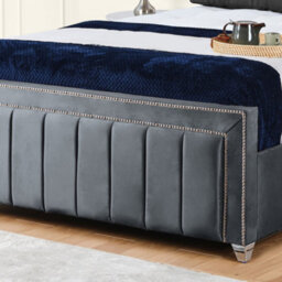 UKBEDFURNITURE Fiona Steel Plush Valvet Upholstered Bed Frame - Slatted Base With 10 Inch Orthopedic Mattress - 48 Inch Headboard - thumbnail 3