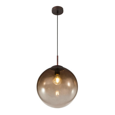 Luminosa Lighting Luminosa Varus Globe Pendant Ceiling Light Brown Amber Glass Shade 1X E27 - image 1