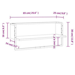 Berkfield Wall Shelf With Bar Grey Sonoma 65X25X30 Cm - thumbnail 8