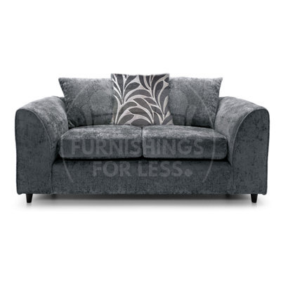 Furnishings For Less UK Monaco Chenille Fabric 3 Piece Sofa Set - 3 2 1  Black - image 1