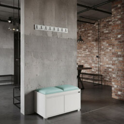 Grawis 80 Modern Hallway System With Shoe Cabinet And Upholstered Panels White And Mint - thumbnail 2