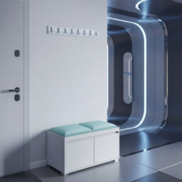 Grawis 80 Modern Hallway System With Shoe Cabinet And Upholstered Panels White And Mint