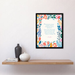 Artery8 Framed Wall Art Meditation Brings Wisdom Buddhist Mindfulness Quote Floral - 12X16 Inch - thumbnail 2