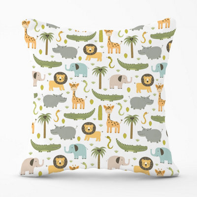 Warren Reed Designer Cute Safari Animals Outdoor Cushion 45Cm X 45Cm - image 1