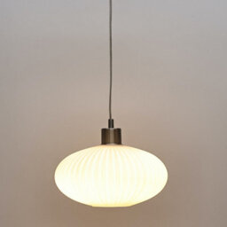 First Choice Lighting Baton - White Ribbed Oval Glass With Satin Nickel Pendant Fitting - thumbnail 5