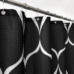 Neel Blue Black Shower Curtain With Hooks, Lattice Design, 180Cm X 180Cm - thumbnail 7
