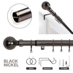 Bedlooms Metal Curtain Pole 28mm- Plain Ball Finials With Extendable Strong & Durable Rod Chrome 160-300 Cm,63''-118'' - thumbnail 2