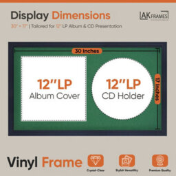 "30X17"" Black Step Vinyl Record Frame With Emerald Mount For 12 Inch Lp Album Cover & Disc - Ak Frames" - thumbnail 2