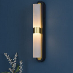 Pagazzi Lighting Pagazzi Kira 2-Light Black And Brass Wall Light - thumbnail 1