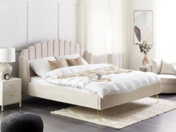 Beliani Bed Fabric Ambillou 180 X 200 Cm (Eu Super King) Light Beige - thumbnail 2
