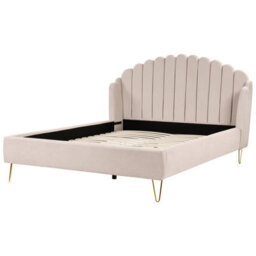 Beliani Bed Fabric Ambillou 180 X 200 Cm (Eu Super King) Light Beige - thumbnail 5