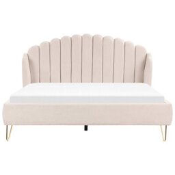 Beliani Bed Fabric Ambillou 180 X 200 Cm (Eu Super King) Light Beige - thumbnail 4
