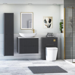 Royal Bathrooms Avenza 700mm Matt Obsidian Black Wall Hung Bathroom Countertop Vanity Unit 2 Drawer With Cesar Basin - thumbnail 4