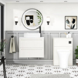 Royal Bathrooms Royal Bathroom Elmore 700mm Classic White Wall Mounted Countertop Bathroom Vanity Unit 2 Drawer With Lyon Basin - thumbnail 5