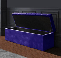 150Cm Sd Ottoman Storage Box, Sapphire Blue Velvet Upholstered Chesterfield Storage Ottoman Box - thumbnail 2