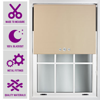 FURNISHED Cappuccino Roller Blind With Triple Round Eyelet Design And Metal Fittings - Made To Measure Blackout Blinds, (W)60Cm X (L)165Cm - image 1