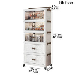 5Rd Floor Bathroom Storage Cabinet 3-Tier Free Standing Cupboard With Door Waterproof New - thumbnail 2