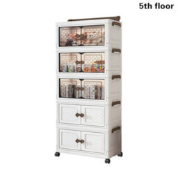 5Rd Floor Bathroom Storage Cabinet 3-Tier Free Standing Cupboard With Door Waterproof New - thumbnail 1