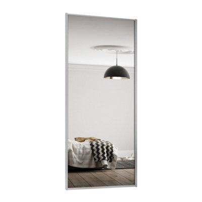 Spacepro Classic 1 Panel Mirrored Silver Framed Sliding Wardrobe Door (H)2220mm (W)914mm - image 1